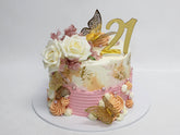 21st Floral Butterfly Birthday Cake - The Cake People